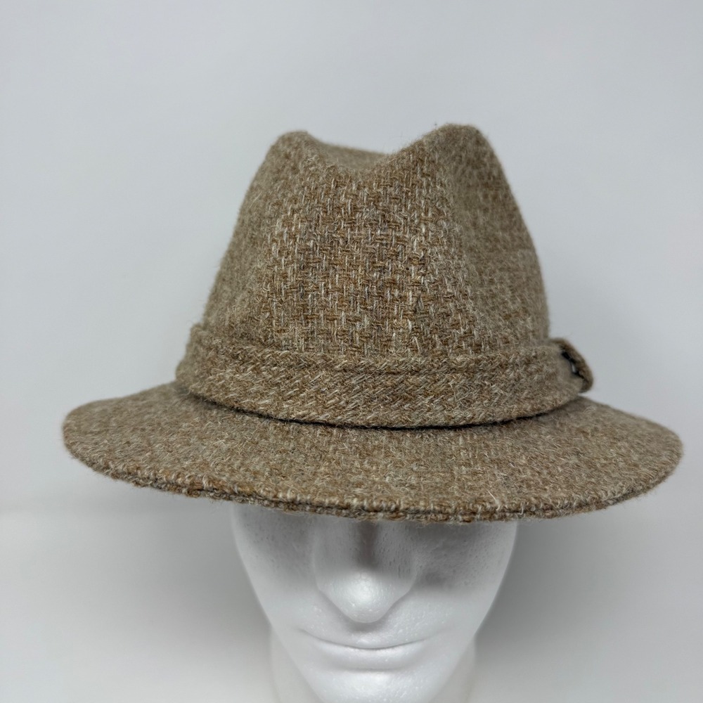 Dorfman Pacific Brown Tweed Wool Fedora Hat XL Made in USA Pure Wool